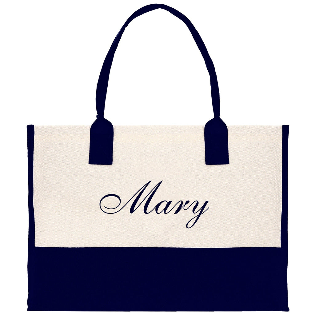 Monogram and Personalized Name Cotton Canvas Tote Bag Initial Tote Bag Letter Tote Bag Birthday Gift Bag Beach Bag Custom Monogrammed Bag