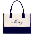 Monogram and Personalized Name Cotton Canvas Tote Bag Initial Tote Bag Letter Tote Bag Birthday Gift Bag Beach Bag Custom Monogrammed Bag