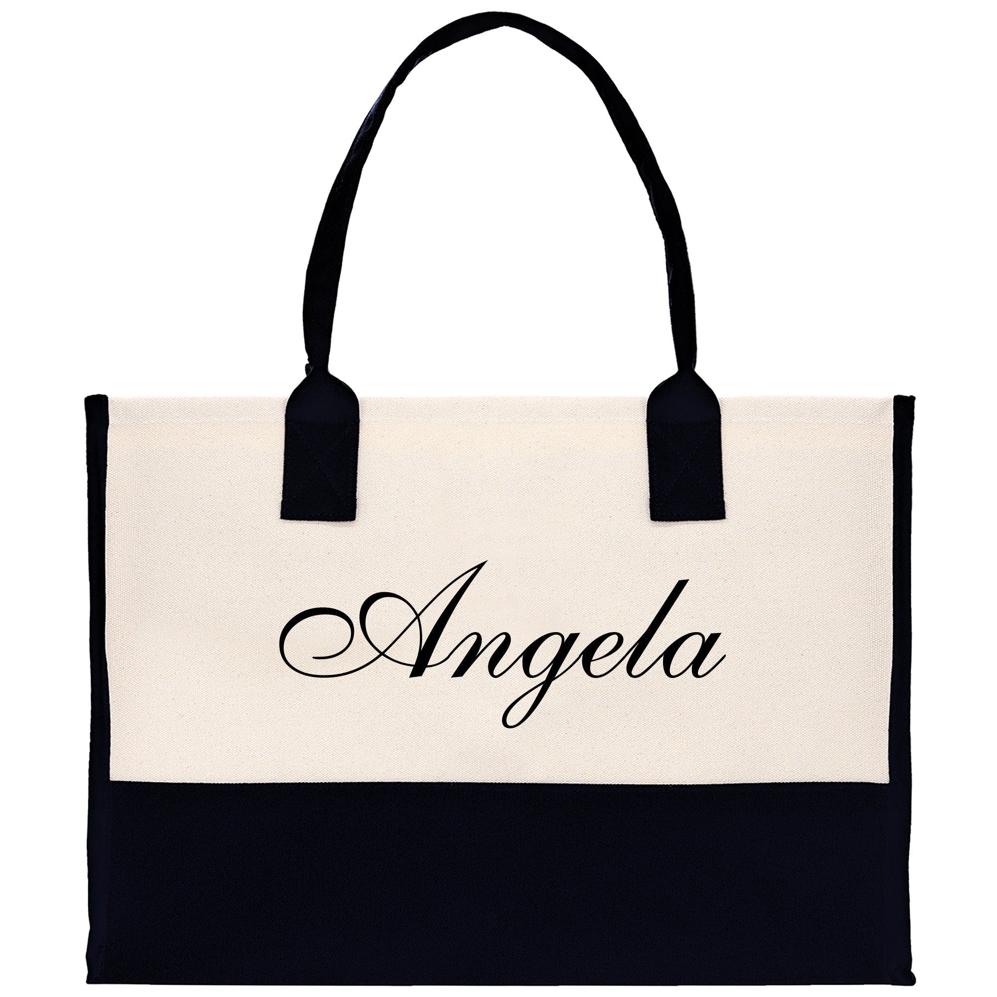 Monogram and Personalized Name Cotton Canvas Tote Bag Initial Tote Bag Letter Tote Bag Birthday Gift Bag Beach Bag Custom Monogrammed Bag