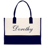 Monogram and Personalized Name Cotton Canvas Tote Bag Initial Tote Bag Letter Tote Bag Birthday Gift Bag Beach Bag Custom Monogrammed Bag