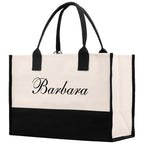 Monogram and Personalized Name Cotton Canvas Tote Bag Initial Tote Bag Letter Tote Bag Birthday Gift Bag Beach Bag Custom Monogrammed Bag
