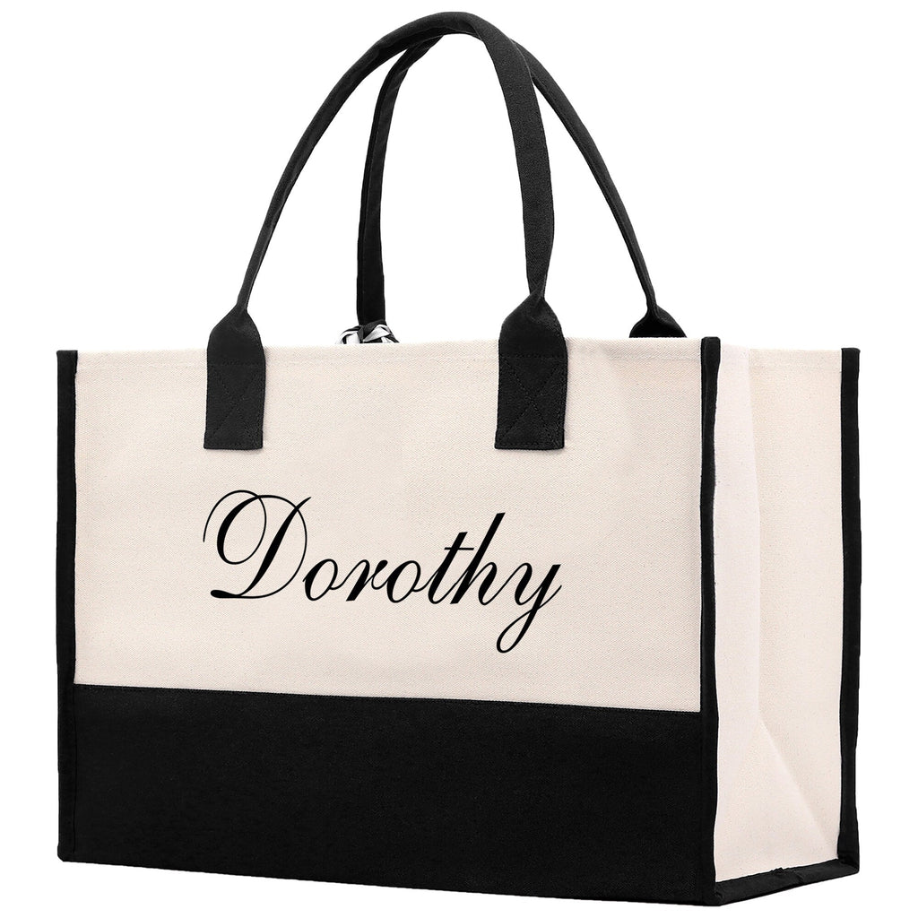 Monogram and Personalized Name Cotton Canvas Tote Bag Initial Tote Bag Letter Tote Bag Birthday Gift Bag Beach Bag Custom Monogrammed Bag