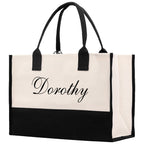 Monogram and Personalized Name Cotton Canvas Tote Bag Initial Tote Bag Letter Tote Bag Birthday Gift Bag Beach Bag Custom Monogrammed Bag
