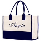 Monogram and Personalized Name Cotton Canvas Tote Bag Initial Tote Bag Letter Tote Bag Birthday Gift Bag Beach Bag Custom Monogrammed Bag
