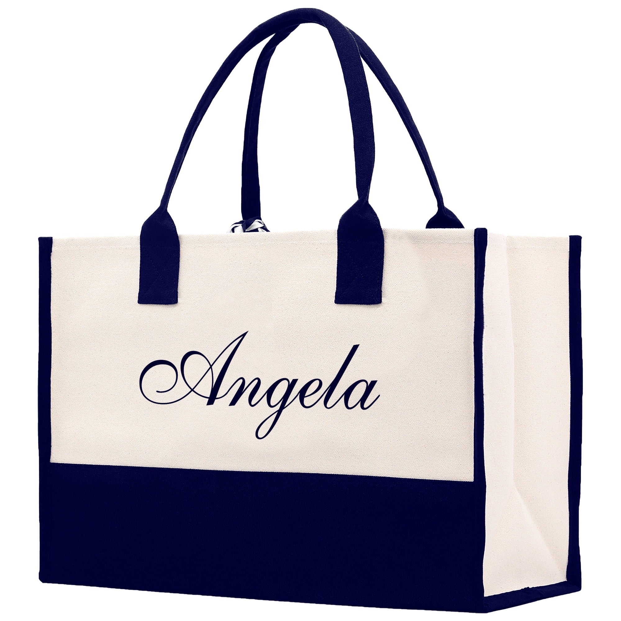 Monogram and Personalized Name Cotton Canvas Tote Bag Initial Tote Bag Letter Tote Bag Birthday Gift Bag Beach Bag Custom Monogrammed Bag