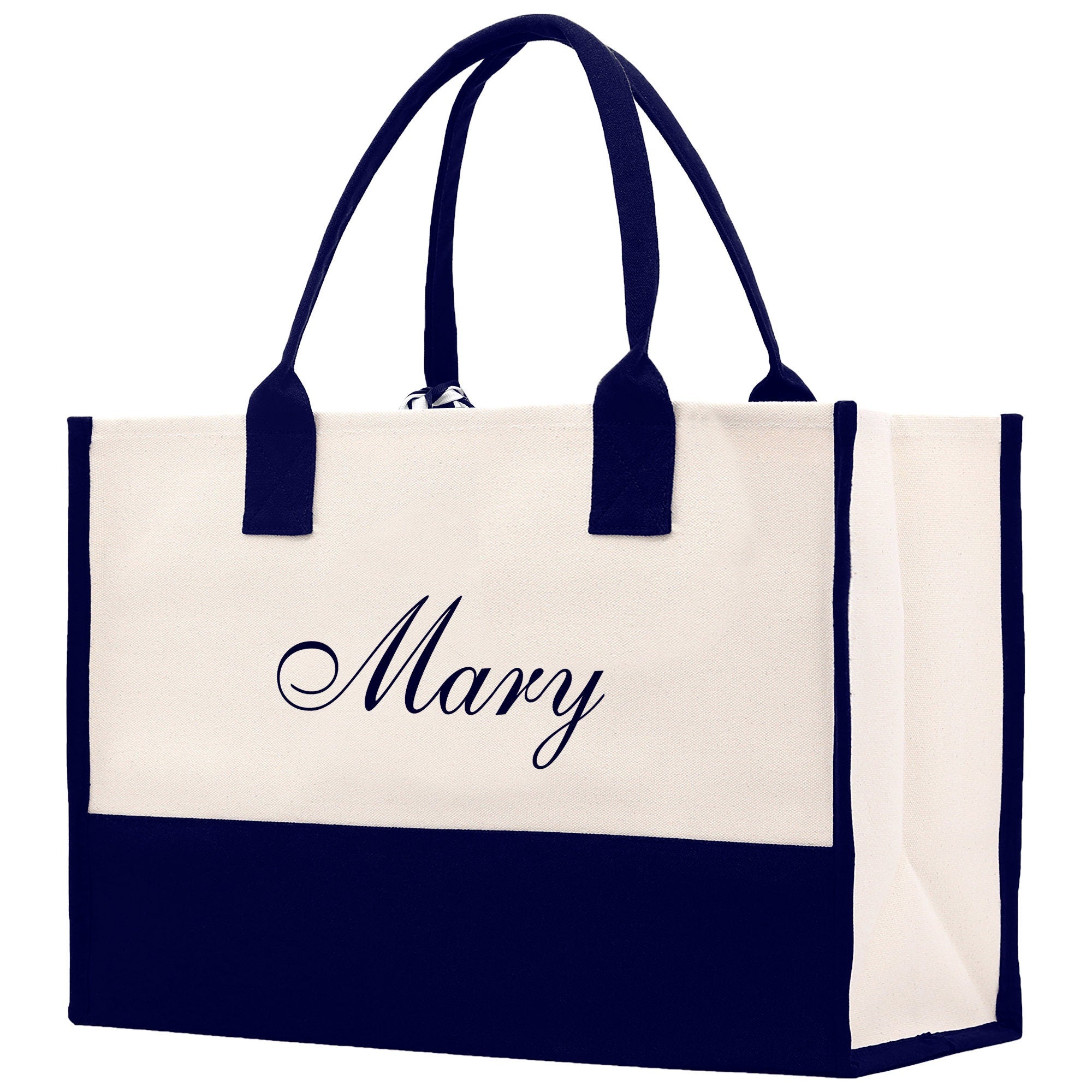 Monogram and Personalized Name Cotton Canvas Tote Bag Initial Tote Bag Letter Tote Bag Birthday Gift Bag Beach Bag Custom Monogrammed Bag