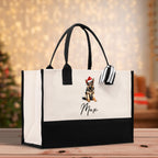 German Shepherd Custom Name Dog Cotton Canvas Tote Bag Custom Pet Lover Gift Pet Portrait Bag Personalized Pet Owner Gift Tote Bag