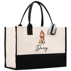 Baby Golden Retriever Custom Name Dog Cotton Canvas Tote Bag Custom Pet Lover Gift Pet Portrait Bag Personalized Pet Owner Gift Tote Bag