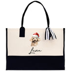 Poodle Custom Name Dog Cotton Canvas Tote Bag Custom Pet Lover Gift Pet Portrait Bag Personalized Pet Owner Gift Tote Bag