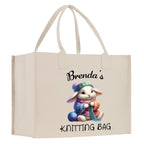 Personalized Knitting Cotton Canvas Tote Bag Custom Grandma Kitting Bag Yarn Custom Crochet Bag Mother's Day Gift Knitting Gift