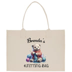 Personalized Knitting Cotton Canvas Tote Bag Custom Grandma Kitting Bag Yarn Custom Crochet Bag Mother's Day Gift Knitting Gift