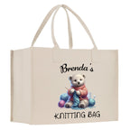 Personalized Knitting Cotton Canvas Tote Bag Custom Grandma Kitting Bag Yarn Custom Crochet Bag Mother's Day Gift Knitting Gift