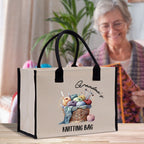 Personalized Knitting Cotton Canvas Tote Bag Custom Grandma Kitting Bag Yarn Custom Crochet Bag Mother's Day Gift Knitting Gift