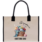 Personalized Knitting Cotton Canvas Tote Bag Custom Grandma Kitting Bag Yarn Custom Crochet Bag Mother's Day Gift Knitting Gift