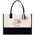 Personalized Knitting Cotton Canvas Tote Bag Custom Grandma Kitting Bag Yarn Custom Crochet Bag Mother's Day Gift Knitting Gift