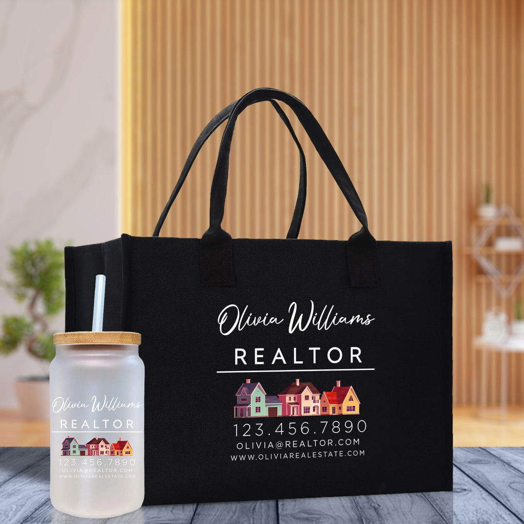 Realtor Tote Bag Personalized Business Tote Bag Custom Real Estate Agent Gift Bulk Business Logo Realtor Swag Real Estate Tote Bag