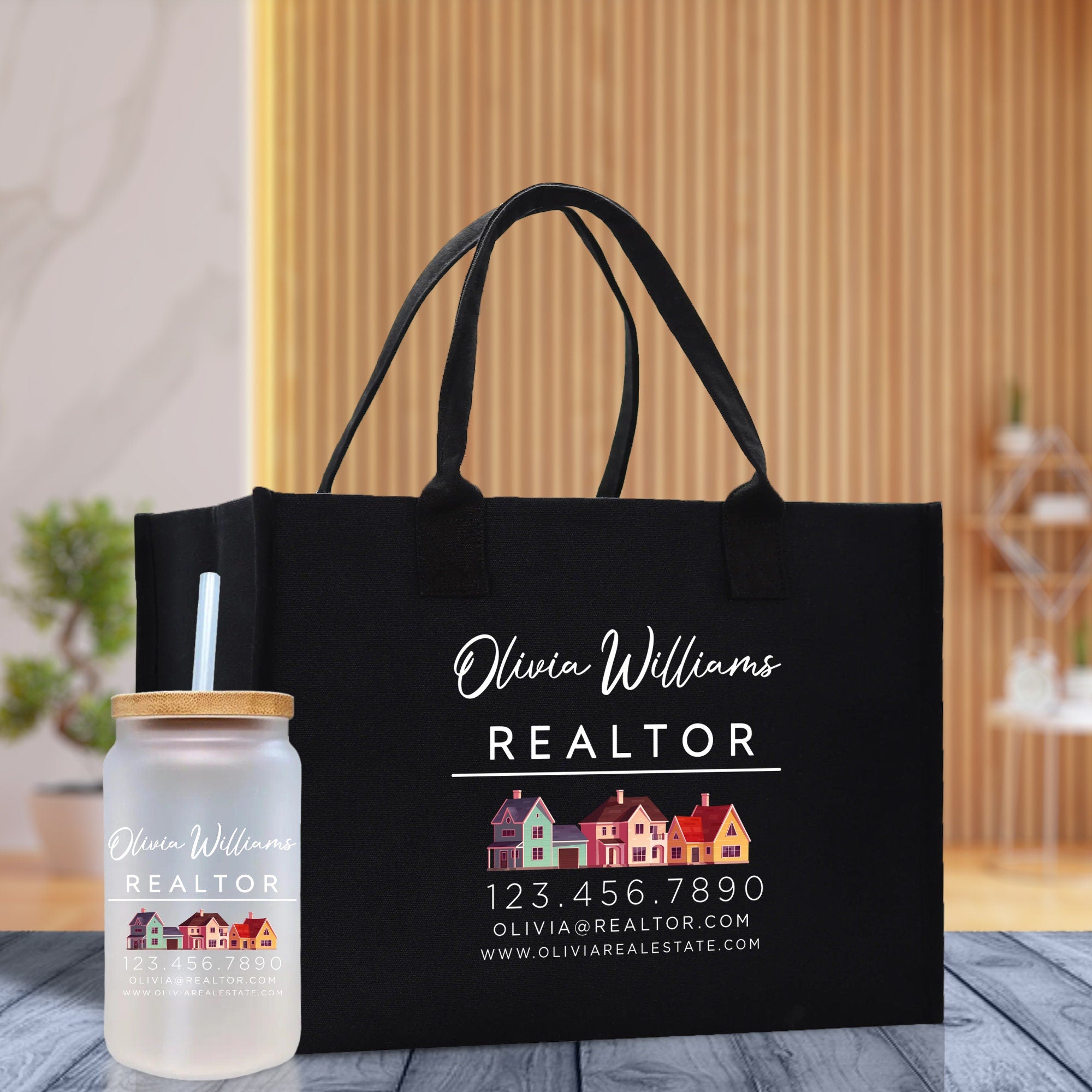 Realtor Tote Bag Personalized Business Tote Bag Custom Real Estate Agent Gift Bulk Business Logo Realtor Swag Real Estate Tote Bag