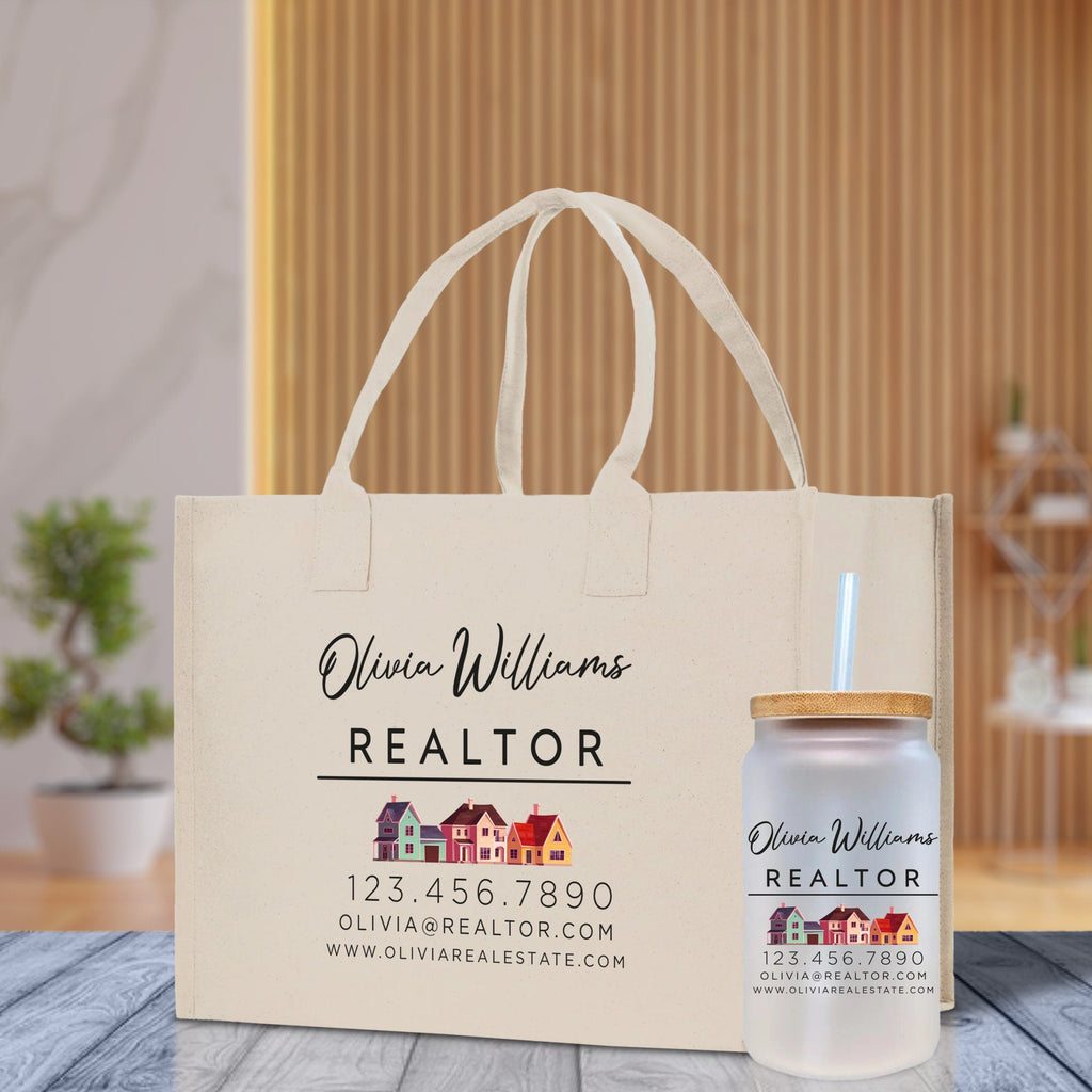 Realtor Tote Bag Personalized Business Tote Bag Custom Real Estate Agent Gift Bulk Business Logo Realtor Swag Real Estate Tote Bag