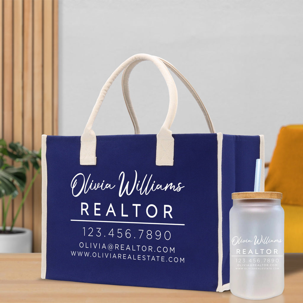Realtor Tote Bag Personalized Business Tote Bag Custom Real Estate Agent Gift Bulk Business Logo Realtor Swag Real Estate Tote Bag