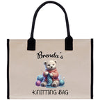 Personalized Knitting Cotton Canvas Tote Bag Custom Grandma Kitting Bag Yarn Custom Crochet Bag Mother's Day Gift Knitting Gift