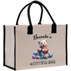 Personalized Knitting Cotton Canvas Tote Bag Custom Grandma Kitting Bag Yarn Custom Crochet Bag Mother's Day Gift Knitting Gift