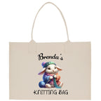 Personalized Knitting Cotton Canvas Tote Bag Custom Grandma Kitting Bag Yarn Custom Crochet Bag Mother's Day Gift Knitting Gift