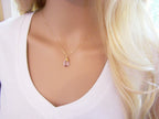 Amethyst Birthstone Necklace – February Gemstone Jewelry, 14k Gold Filled Briolette, Handmade Gift for Her