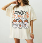 Retro Spooky Halloween Ghost Coffee — Gildan Sweatshirt