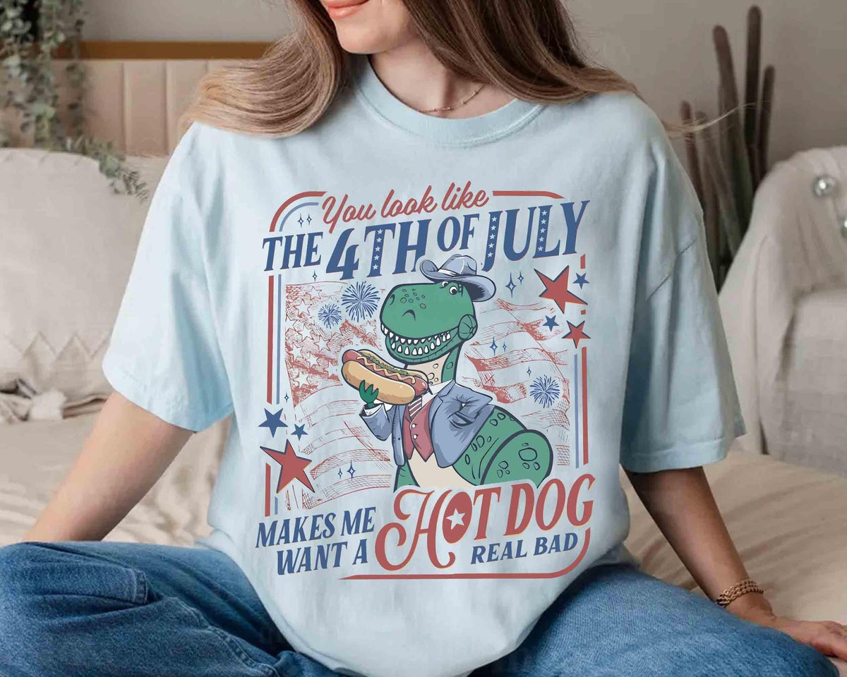 Comfort Colors Rex 4th of July Hot Dog — Gildan Hoodie