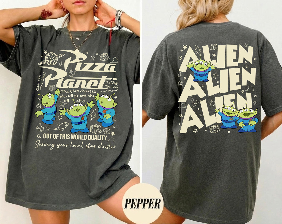 Toy Story Pizza Planet Aliens Comfort Colors — Gildan Hoodie
