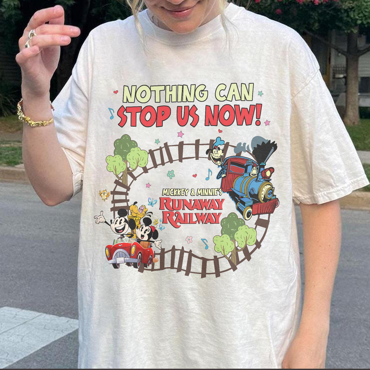 Retro Mickey and Minnie's Runaway Railway Nothing Can Stop U — Gildan Sweatshirt