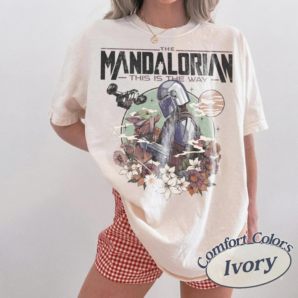 Retro Mandalorian Grogu — Comfort Colors Tee