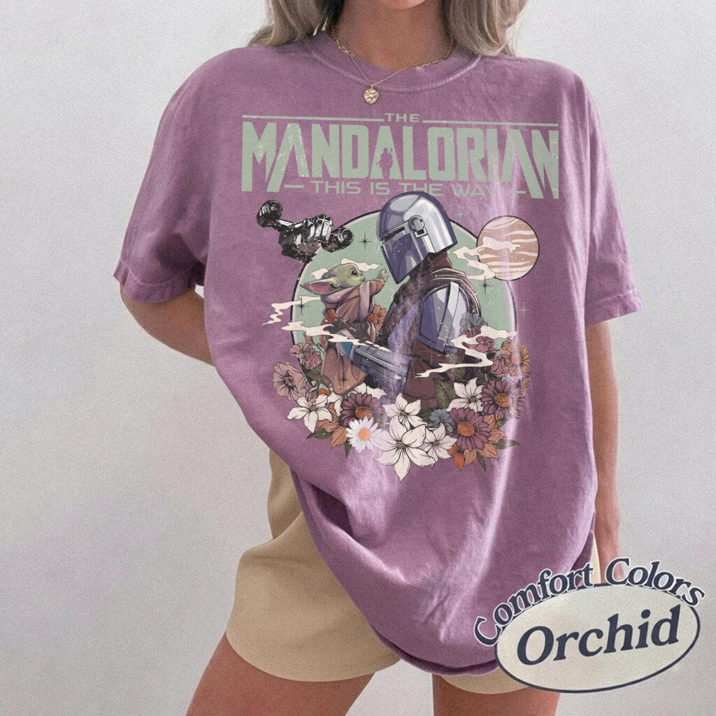 Retro Mandalorian Grogu — Comfort Colors Tee