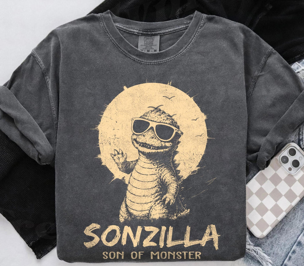Retro Dadzilla Sonzilla — Comfort Colors Tee