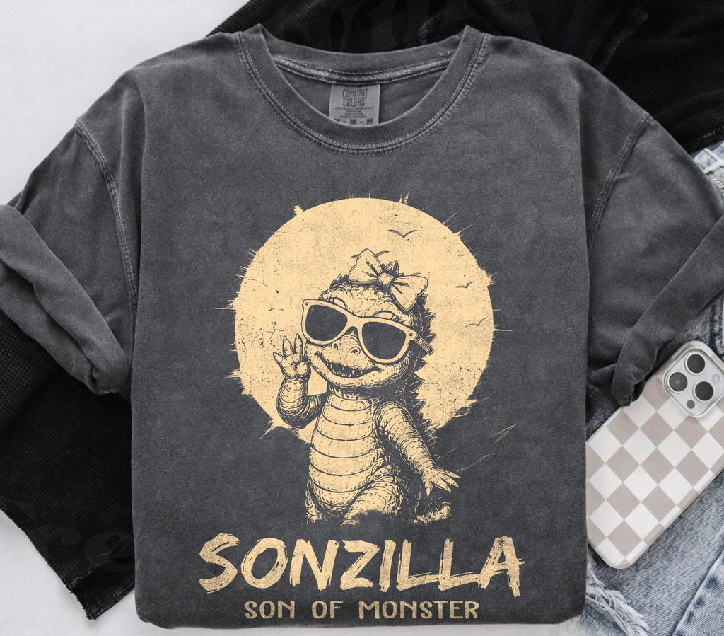 Retro Dadzilla Sonzilla — Comfort Colors Tee