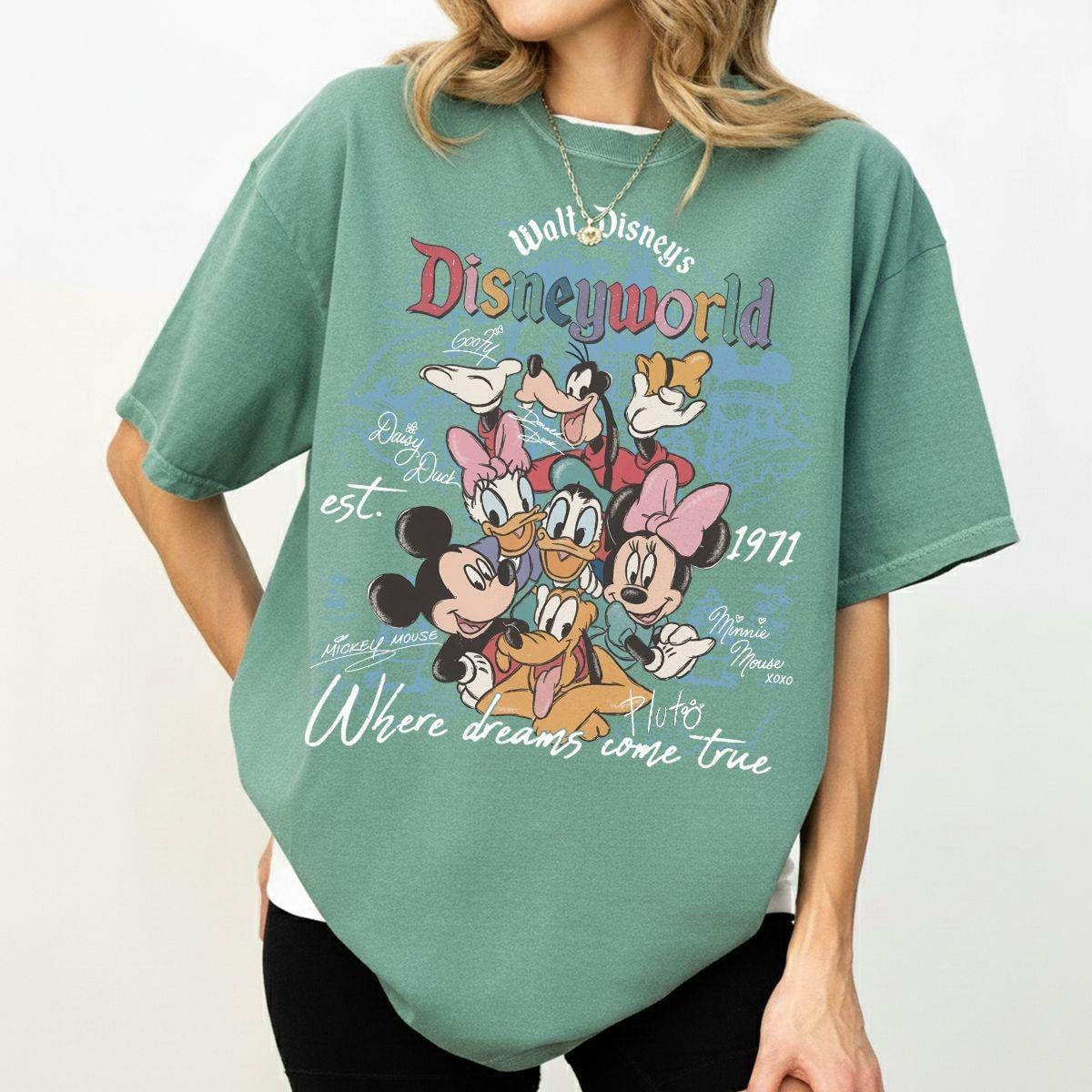 Retro Disneyworld Est 1971 Mickey Minnie Group — Bella+Canvas Tee