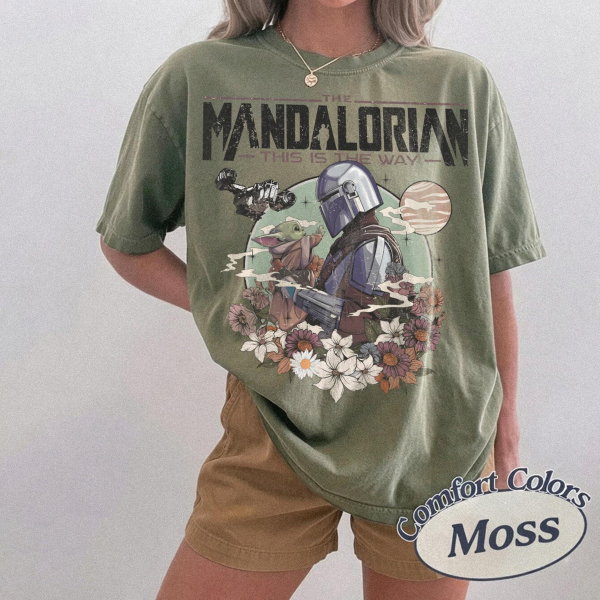 Retro Mandalorian Grogu — Comfort Colors Tee