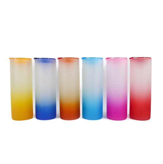 25oz Sublimation blank glass Ombre gradient Tumblers (Includes leak proof color Lid & Straw)