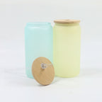 16oz Blank Sublimation color changing glass Jar Cans Tumblers (Includes Bamboo Lid & Straw)