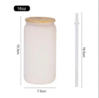 16oz Blank Sublimation color changing glass Jar Cans Tumblers (Includes Bamboo Lid & Straw)