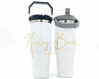 30oz Sublimation Flip Straw Tumbler (Gray or Black Lid) Dual Wall Tumblers