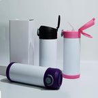 12oz Blank Sublimation Sippy Cup Straight Stainless Drinking Tumbler Sport Water Bottles with Handle