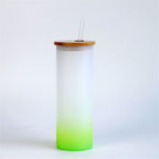 25oz Sublimation blank glass ombre gradient Tumblers (Includes Bamboo Lid & Straw)