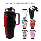 Sublimation Blank Neoprene 40oz tumbler tote pouch holder with adjustable strap