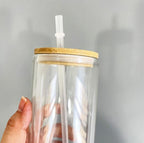 16oz Sublimation blank Snow Globe Dual layer glass Jar Cans Tumblers (Includes Bamboo Lid & Straw)