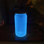 16oz Sublimation blank Glow In Dark iridescent Glitter glass Jar Cans Tumblers (Includes Bamboo Lid & Straw)
