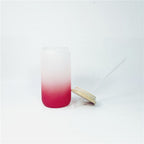 16oz Sublimation blank glass Jar Cans ombre gradient Tumblers (Includes Bamboo Lid & Straw)