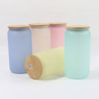 16oz Blank Sublimation color changing glass Jar Cans Tumblers (Includes Bamboo Lid & Straw)