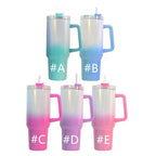 40oz Sublimation Ombre Glitter Holographic Stainless Tumbler w/ Handle