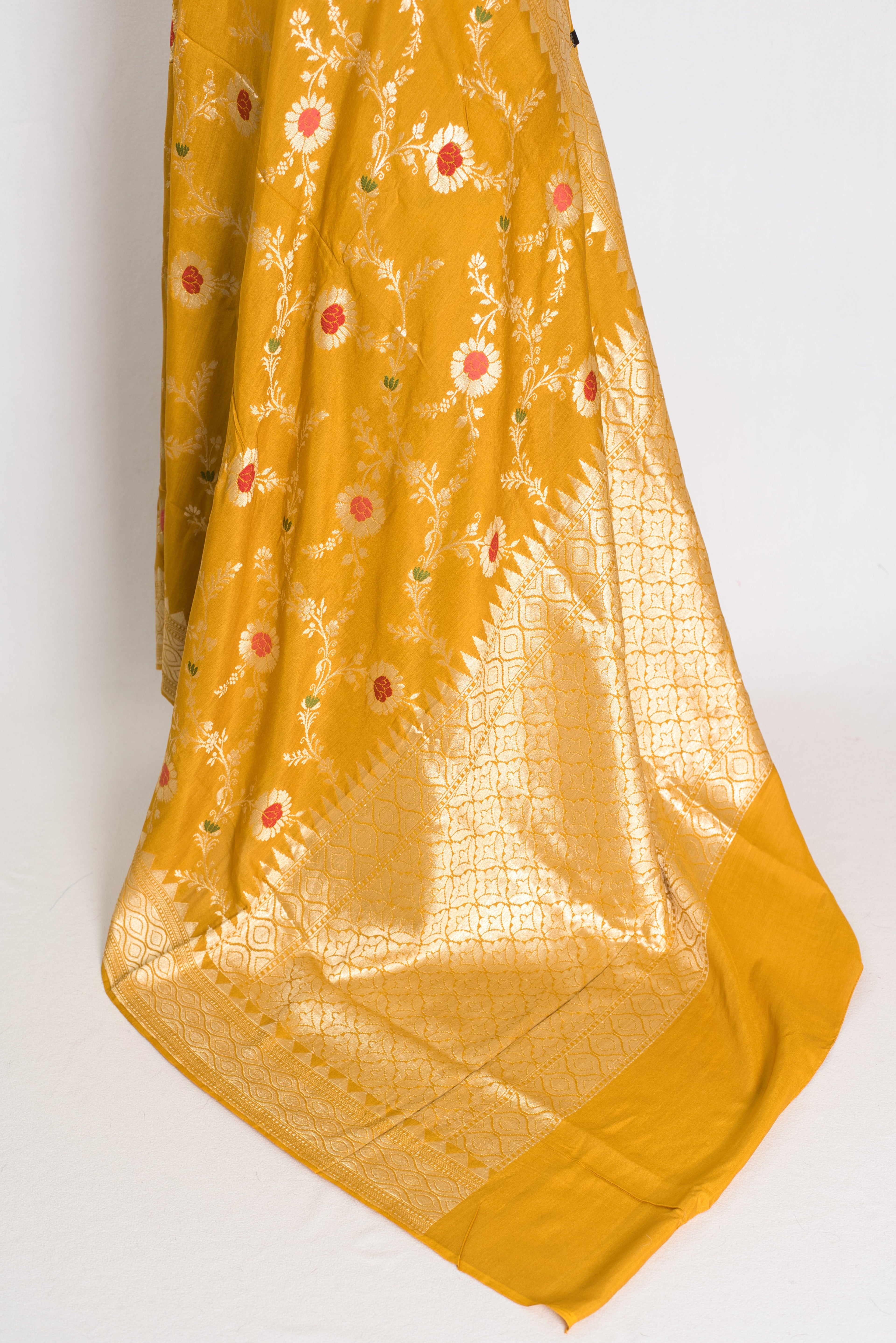 Ira: Muga Tussar Banarasi Silk Saree | Floral Woven Design | Silk Mark Certified